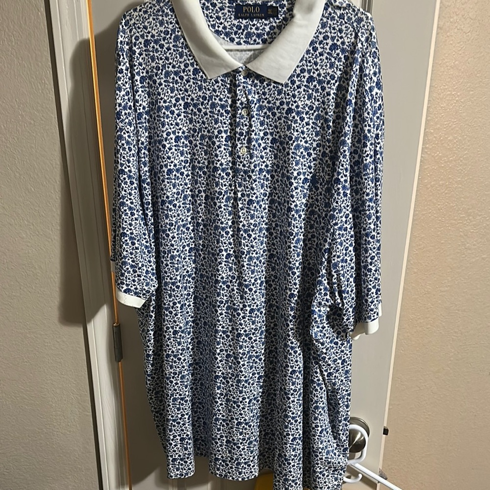 Polo by Ralph Lauren Blue and White Floral Polo Shirt